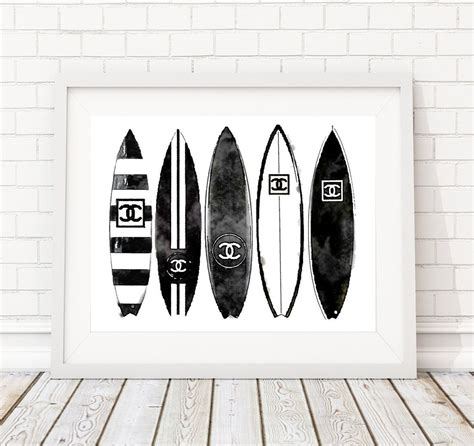 Black White Surfboard: Chanel poster .